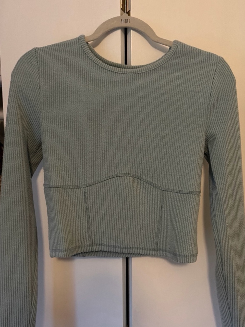 wild fable Ribbed Cropped Long Sleeve Top in Sage Green